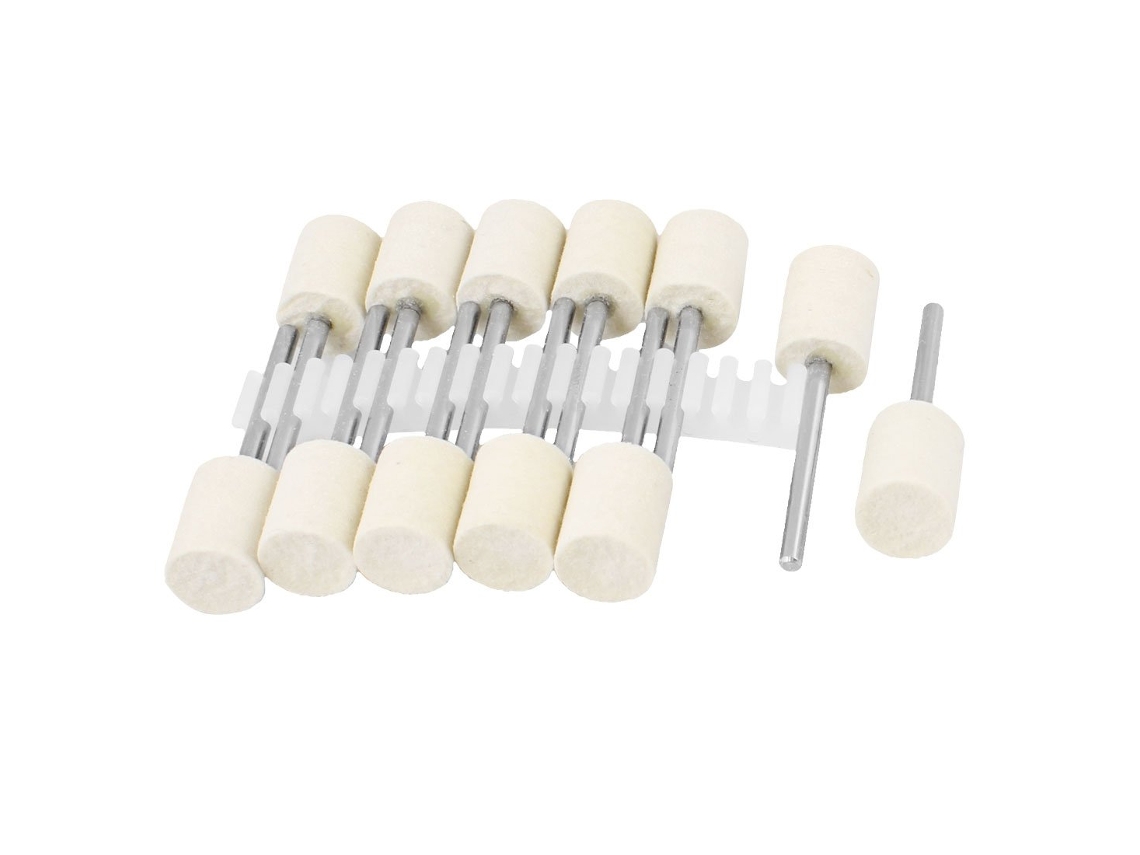 12 Pontas de Feltro Cilíndricas para Polimento com Haste 3mm e Cabeça 12mm CHABERLU