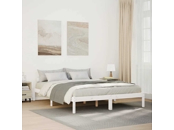 Vidaxl Cama Extra Longa Sem Colchão 140x220 Cm Pinho Maciço Branco