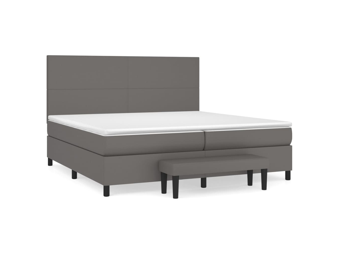 Cama com Molas/colchão 200x200 Cm Couro Artificial Cinzento MAISON EXCLUSIVE