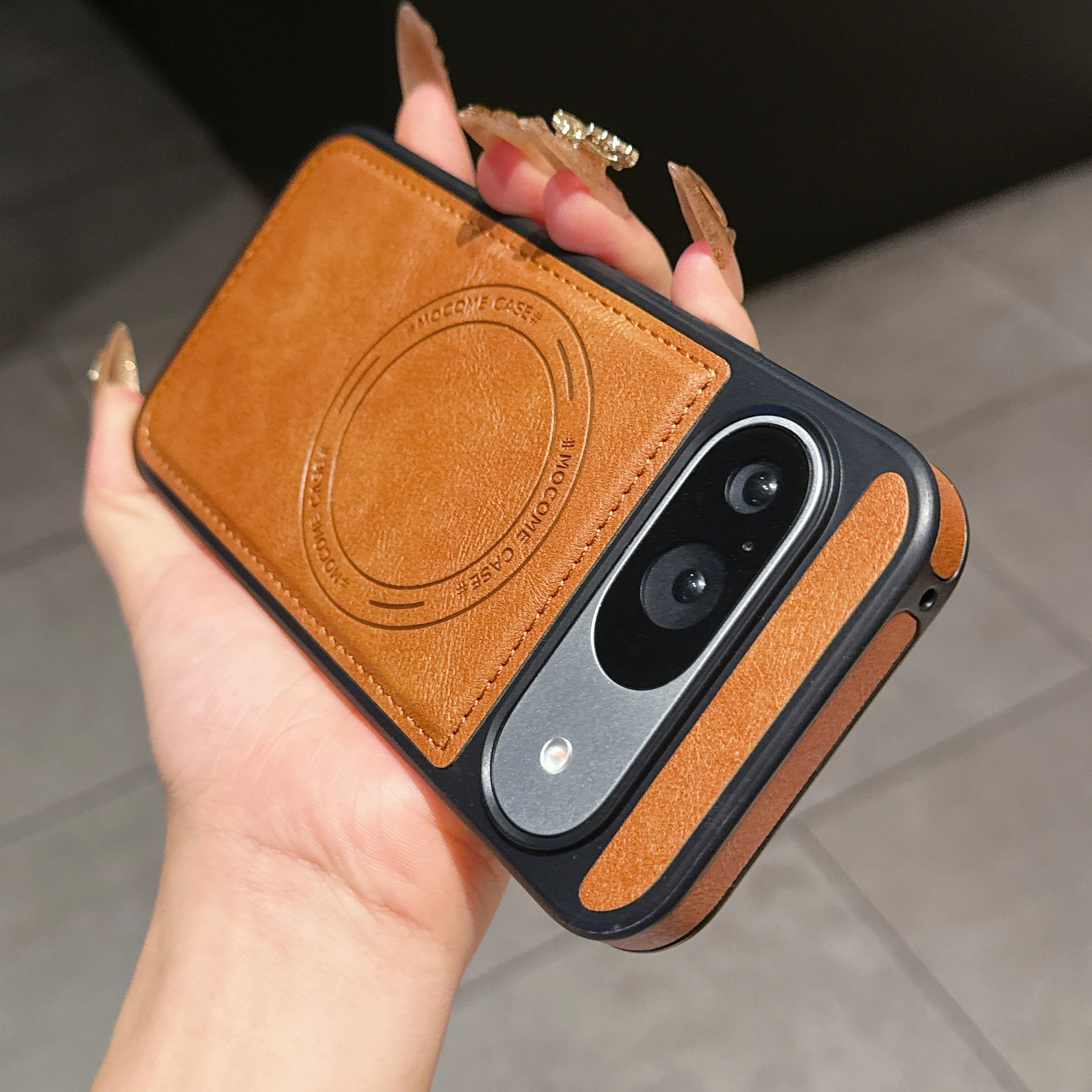 Capa Retrô Fosca Em Couro Pu Para Google Pixel 9a (marrom), Resistente A Impactos E Com Fecho Magnético.