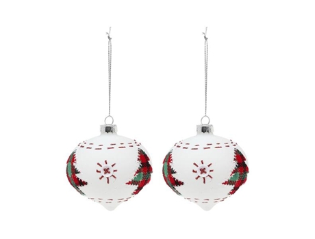 Bolas de Natal 8 cm (2 uds) Cristal Branco