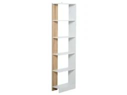 Estante Multiusos ZACHARY com 5 Prateleiras, Design Elegante e Base Elevada (45x21x170cm) Branco Roble