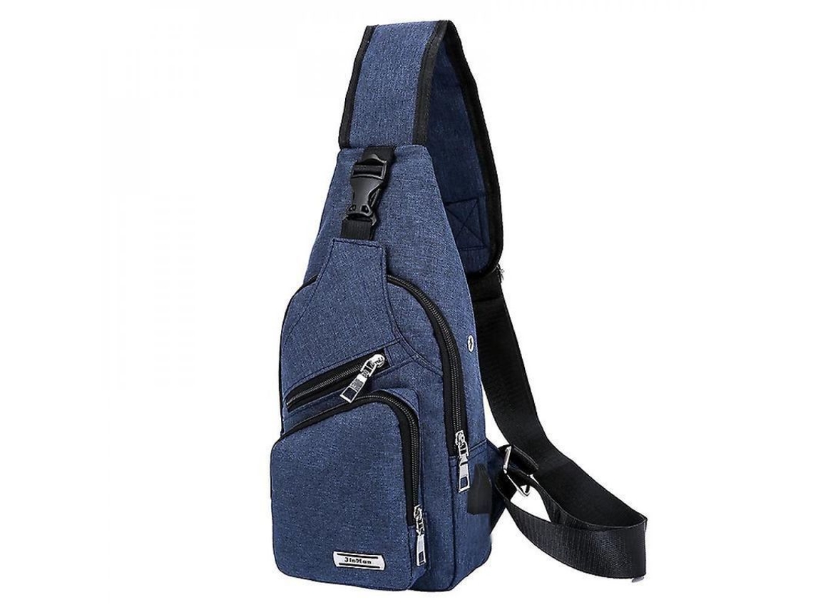 2026-mochila Bandolera Cruzada Impermeable Com Porta Usb E Furo Para Fones De Ouvido Para Homens E Mulheres Hkz Azul