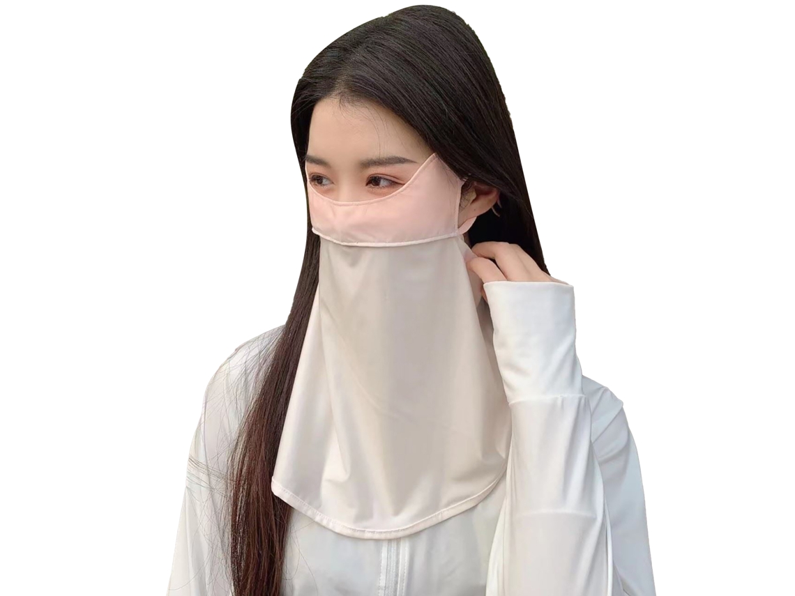 Capuz De Face E Pescoço Com Flap De Gelo Fio Protetor Uv Respirável Para Verão Rosa