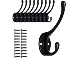 Conjunto De 10 Ganchos Duplos Para Casacos, Ferragens Pretas, Para Parede, Resistentes, Para Pendurar Toalhas, Bolsas, Bonés, Cachecóis