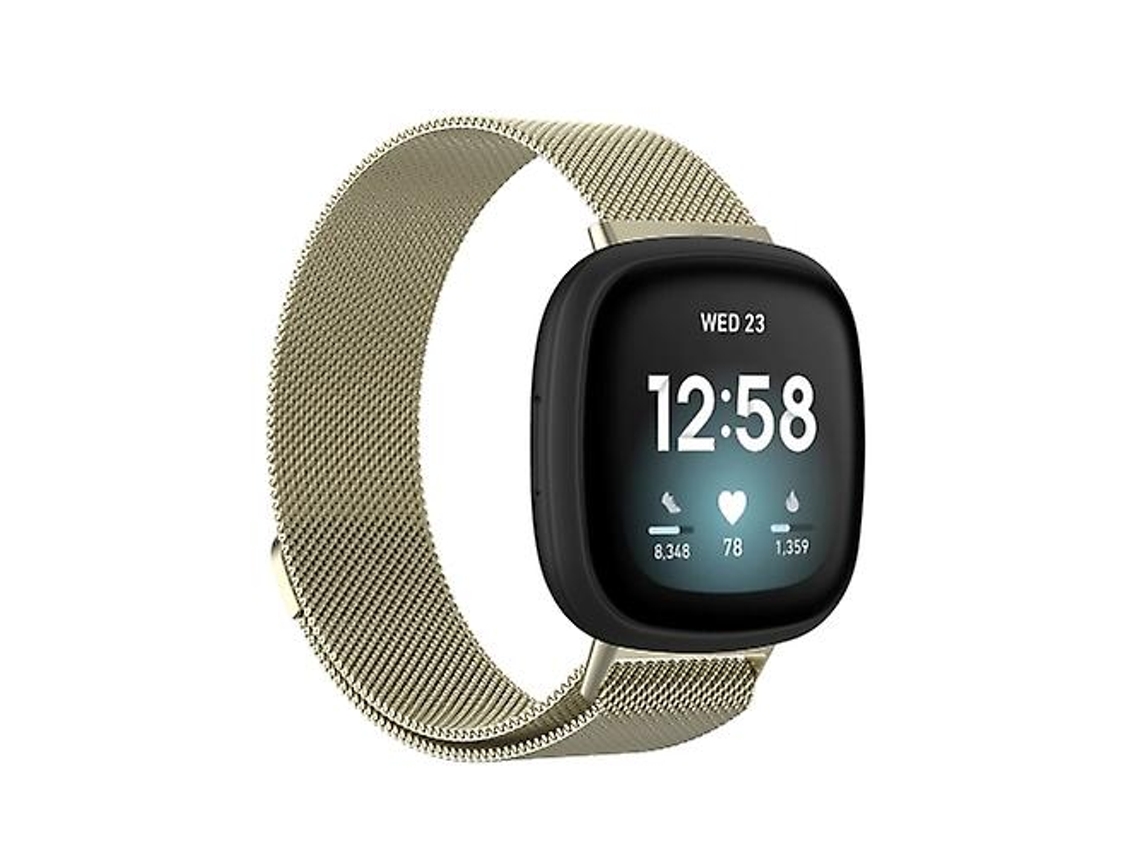 Bracelete de Smartwatch para Fitbit Versa 4 Milanese Metal Magnético Weave Pulseira Oficial Ouro VENISYMLIS
