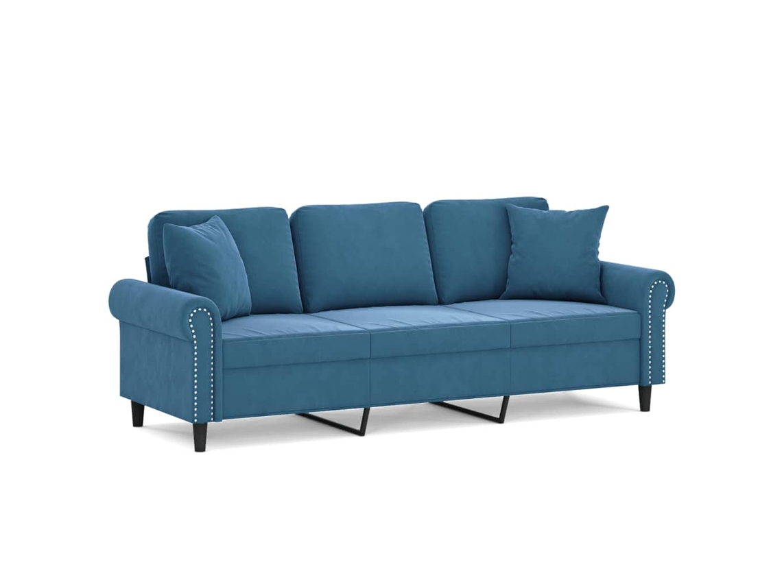 3-seater Sofa, 3-seater Sofas Vidaxl Azul Veludo (n/a)