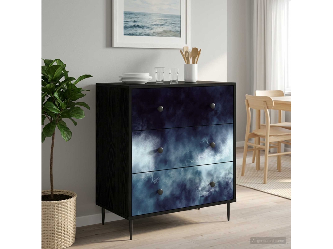 Vidaxl Baú De Gavetas Raalte Estampa Em Mármore Azul 66 X 36,5 X 76 Cm