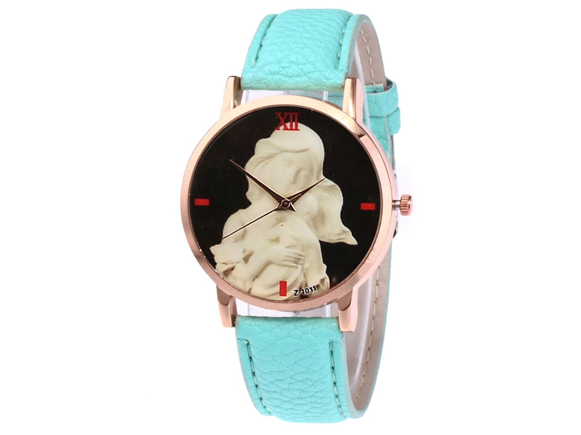 Relógio unissex para meninos e meninas, pulseira moderna e casual em couro PU (verde menta)