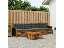 Vidaxl Conjunto De Sofás Para Exterior 5 Unid. Natural E Antracite