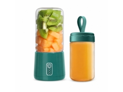 Liquidificadora Portátil Recarregável Usb, 4 Lâminas Em Aço Inoxidável 304, Copo De Vidro 300 Ml, 2 Copos, Verde