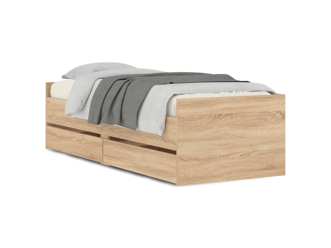 Bed Frame, Bed Frames Vidaxl Marrom Madeira Processada (90 X 200 Cm)