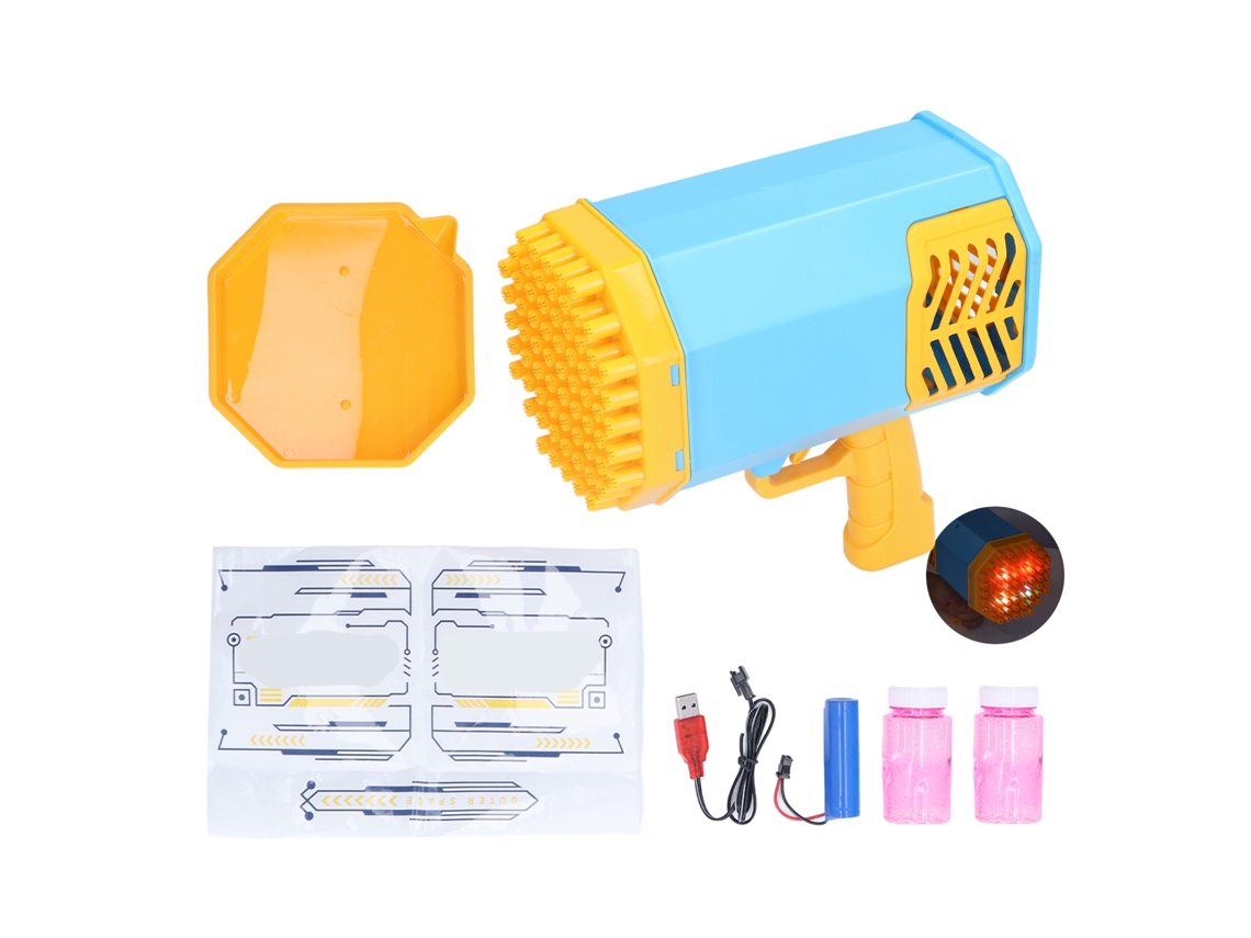 Máquina de Bolhas de Sabão com 69 Furos e Luz, Soprador de Brinquedo, Fazedor de Bolhas