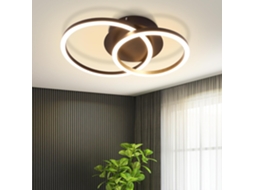 Led Luz De Teto Lâmpada De Teto 24w Design Moderno Redondo Branco Quente 3000k Preto 2 Anéis Nettlife