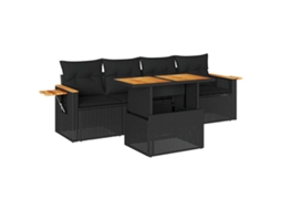 Conjunto Sofás de Jardim 5 Pcs com Almofadões Acácia e Vime Pe MAISON EXCLUSIVE (5 pcs)