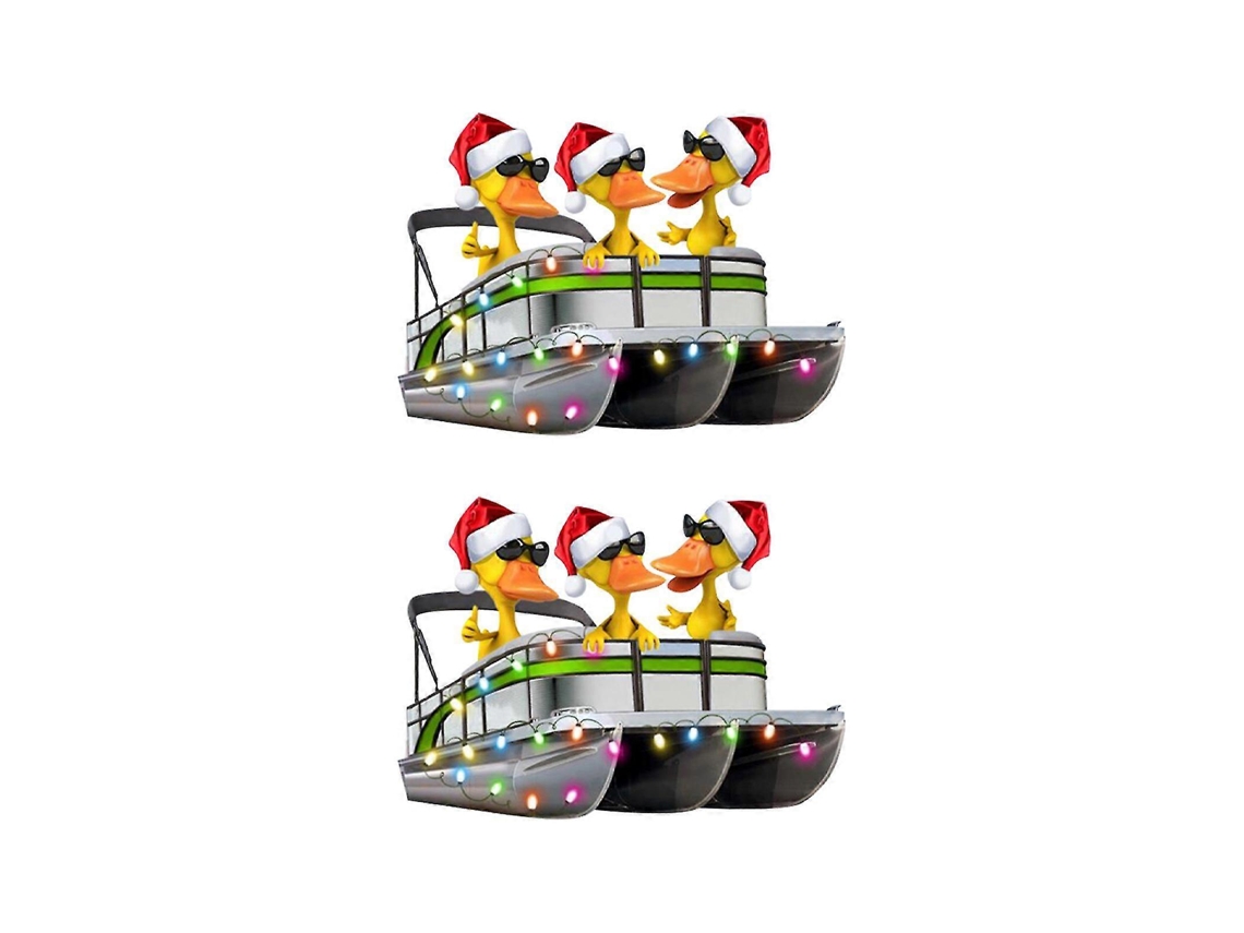 Enfeite De Natal Divertido Em Ferro Fundido Com Formato De Barco Pontão, Presente Perfeito Para Amantes De Barcos Pontão . Hengjian (pacote Com 2)