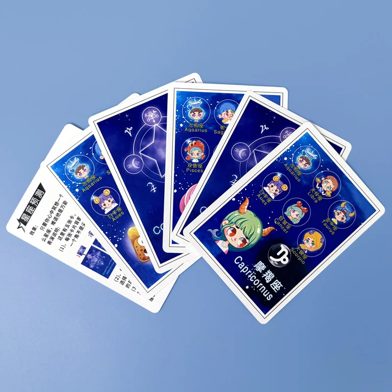 (azul) Cartas De Previsões Do Zodíaco E Instruções Para Adereços Mágicos Do Zodíaco
