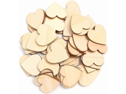 Rebe 100 Corazones de Madeira Rústica para Artesanato e Decoração de Casamento (5 Cm)