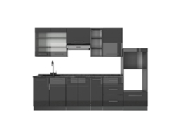 Cozinha Fame Line, 280cm Sem Pt, Anthracite Alta Brilho, Anthracite, Vicco