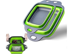 Conjunto De 2 Cestos De Silicone Dobráveis​​ Quadrados Com Alças Para Escorrer Massas, Legumes E Frutas