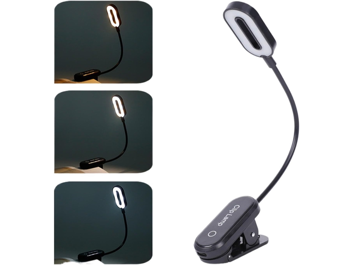 Luz De Leitura Com Clipe, Ideal Para Leitura Noturna, Luminária De Leitura Led Para Estudo 3 Temperaturas Cor, Regulagem