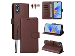 Capa Carteira De Couro Com Textura De Lichia E Bloqueio Rfid Para 3 Cartões, Compatível Com Oppo A17 / Oppo A17k.