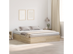 Cama De Armazenamento Em Carvalho Sonoma 200x200 Cm
