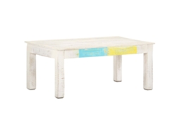 Vidaxl Mesa De Centro 110x60x45cm Madeira De Mangueira Maciça Branco
