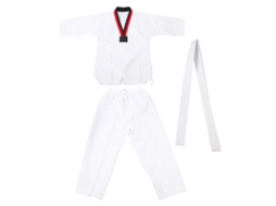 Uniforme de Taekwondo com Riscas, Poliéster Algodão, Cinto, Roupa de Treino para Iniciantes e Atletas