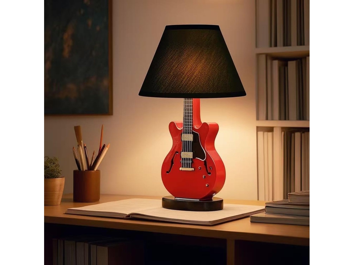 Luminária De Mesa Em Formato Guitarra Vermelha, Com Brilho Ajustável, Presente Musical, Decoração Artística