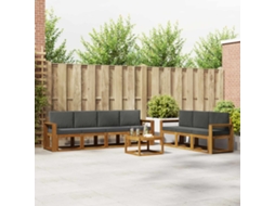 Vidaxl Conjunto De Sofás Para Exterior 8 Unid. Natural E Antracite