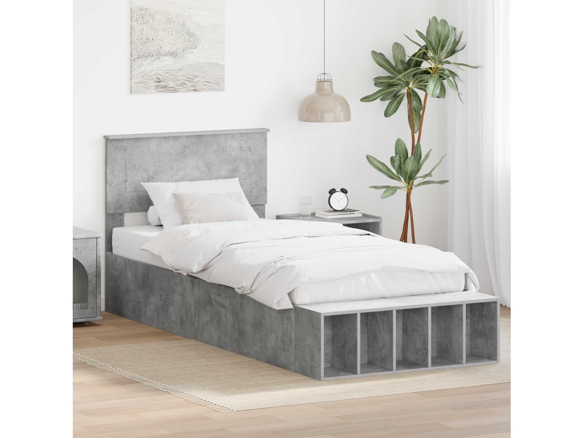 Vidaxl Estrutura Da Cama Cinzento 70 X 190 Cm Derivados De Madeira