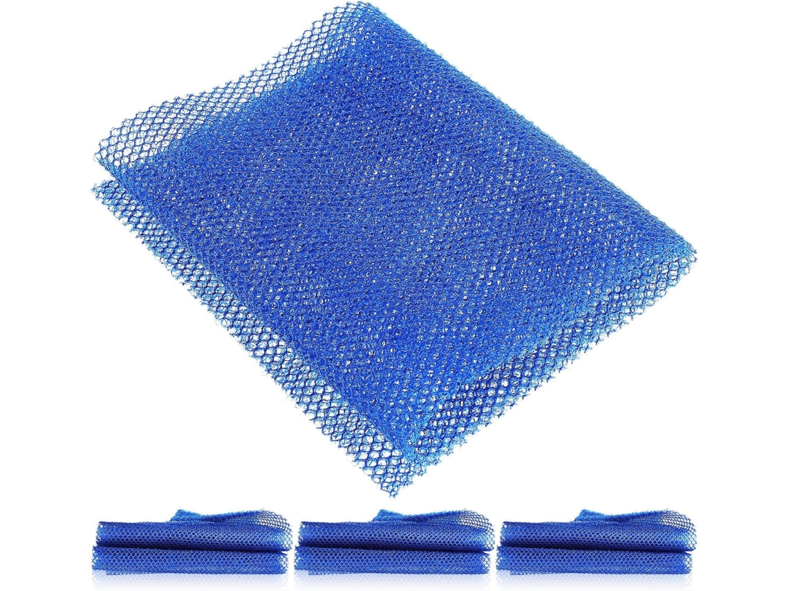 Conjunto De 4 Esponjas Esfoliantes Africanas, Em Malha De Nylon, Para Banho Com Espuma Abundante.