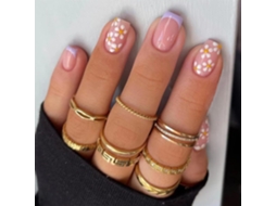 24 Peças de Unhas Falsas Curtas em Forma de Flor para Decoração. NEVEANCE