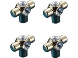 Puxadores De Armário Com Furo Único 4 Peças E Duplo 2 Em Dourado, Com Acabamento Em Cristal, Modelo 6733-dourado