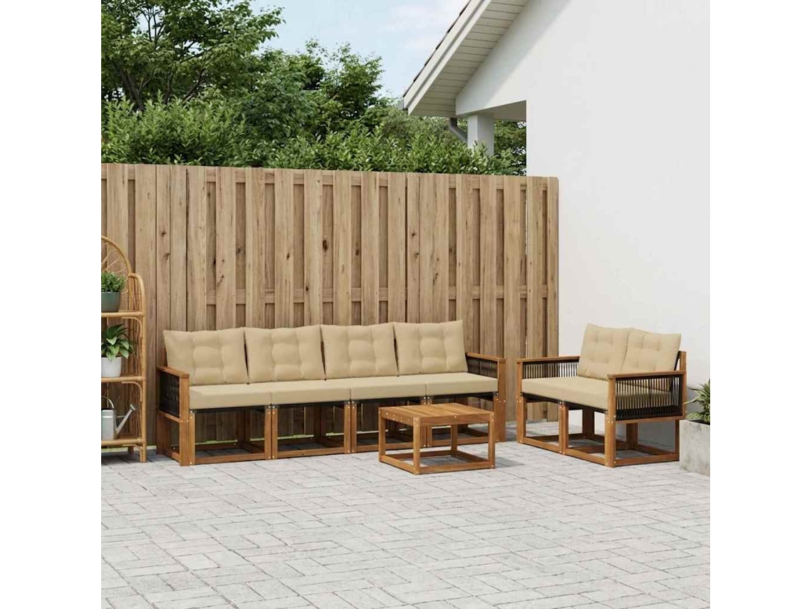 Vidaxl Conjunto De Sofás Para Exterior 7 Pcs Natural E Bege