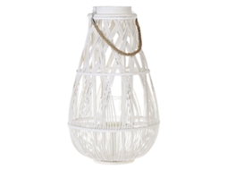 Linterna Alta De Madera Natural Beliani Tonga De Bambú Blanco 34x34x56