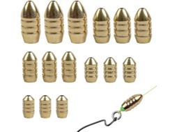 Rebe-kit De 15 Pesas De Latón Para Pesca Sinkers Huecos Tamaños 1.8g 3.5g 5g 7g 10g Para Agua Dulce Y Salada