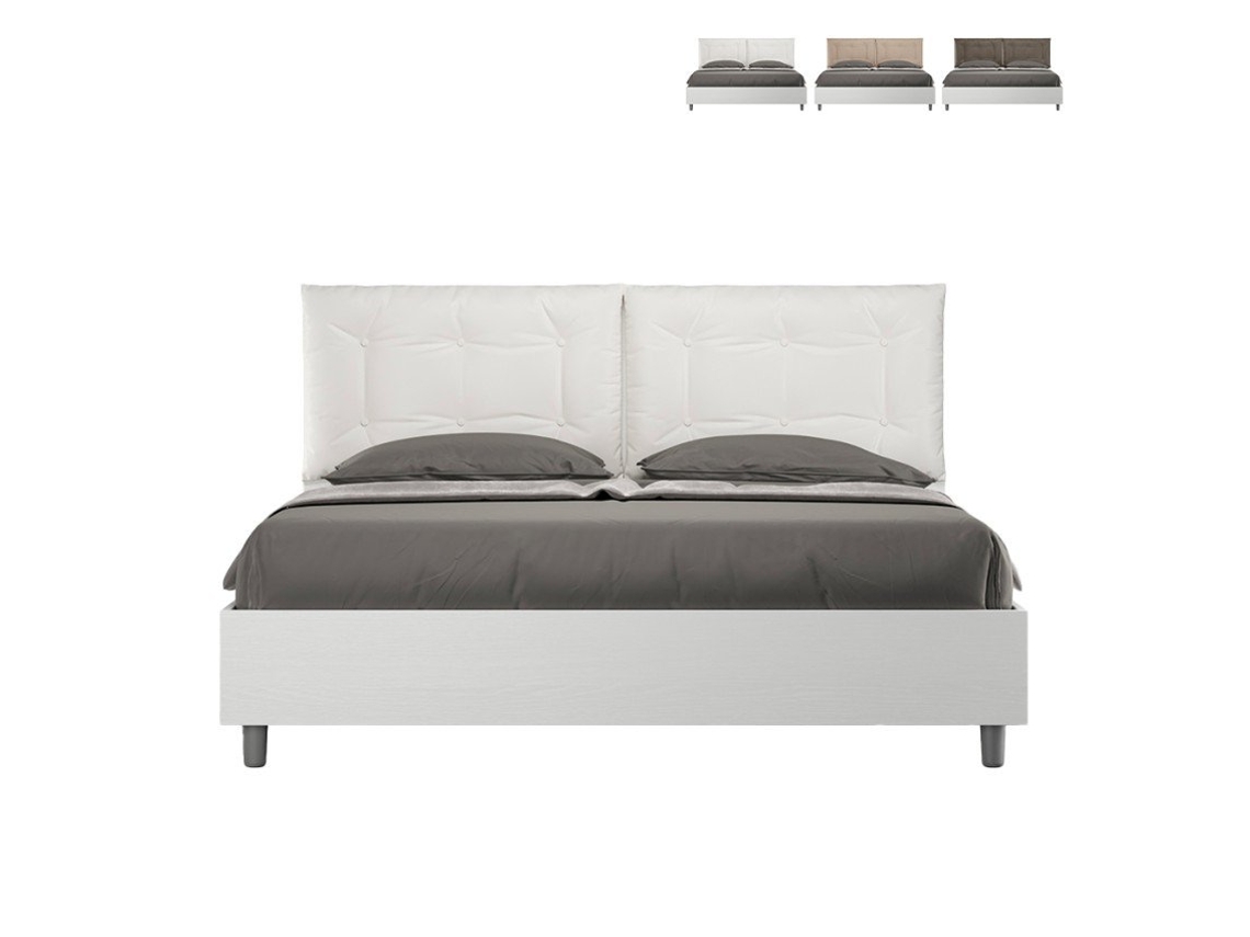 Recipiente de cama de casal 160x190cm almofadas de madeira Egos Annalisa