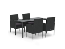 Garden Dining Set, Garden Dining Sets Vidaxl Preto Rattan / Vime (160 Cm Table Length)