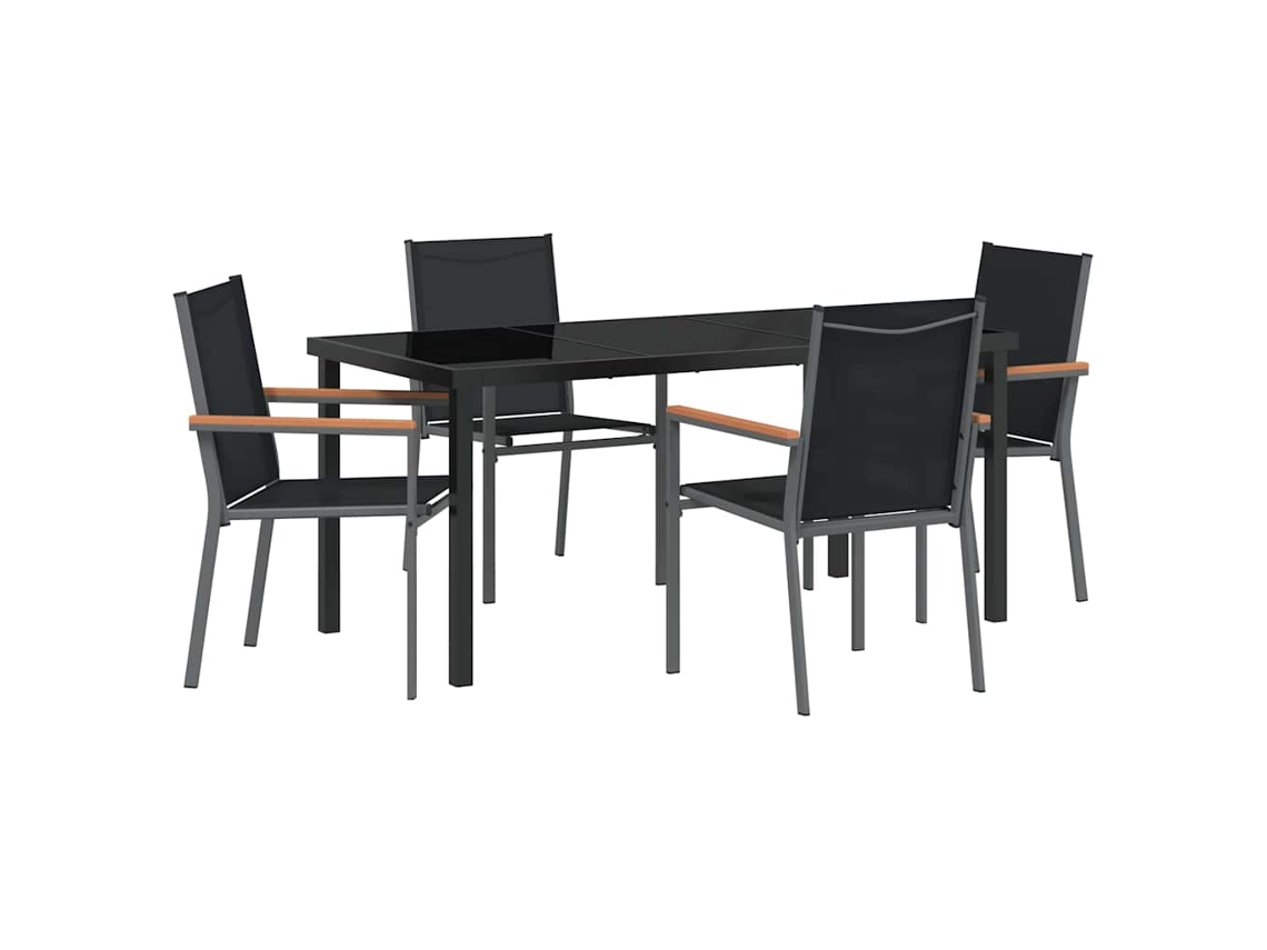 Conjunto De Cadeiras De Jantar Para Exterior De 2 Vidaxl Preto Textilene