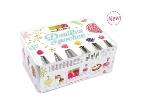 Caixa de Pastelaria 6 Bicos de Aço Inoxidável e Sacos Descartáveis Scrapcooking