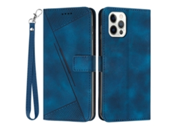 Capa Em Couro Pu Com Pega Para Apple Iphone 16 Pro Max - Safira