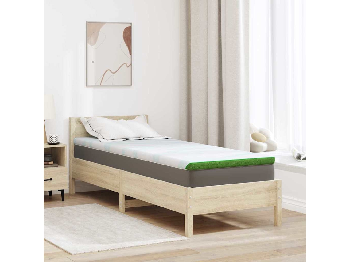 Vidaxl Topper De Colchão Branco E Verde 70 X 200 Cm Tecido Jacquard
