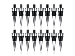 Kit de 16 Rolhos de Metal Reutilizáveis Nova LINE para Vinho com Parafusos, Prata, para Casamentos e Uso Diário