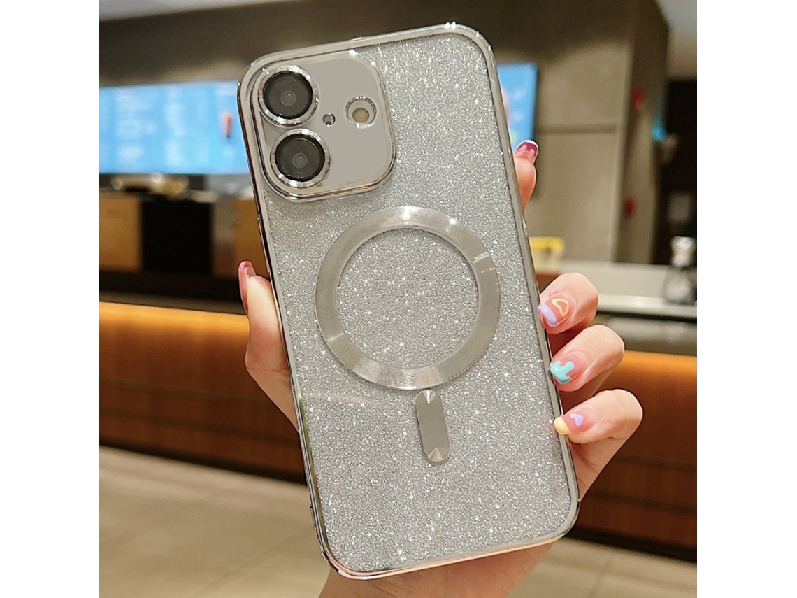 Capa De Tpu Para Iphone 16 - Glitter - Acabamento Eletroplástico - Magsafe