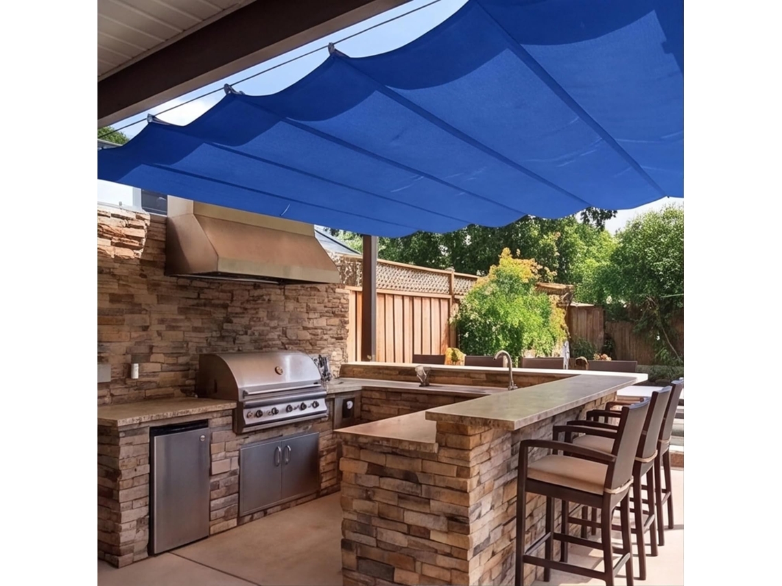 Vela De Sombra Retrátil Impermeável Com Proteção Uv 70 X 305 Cm Em Poliéster Multicolorida
