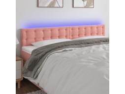 Vidaxl Cabeceira De Cama C/ Luzes Led Veludo 200x5x78/88 Cm Rosa