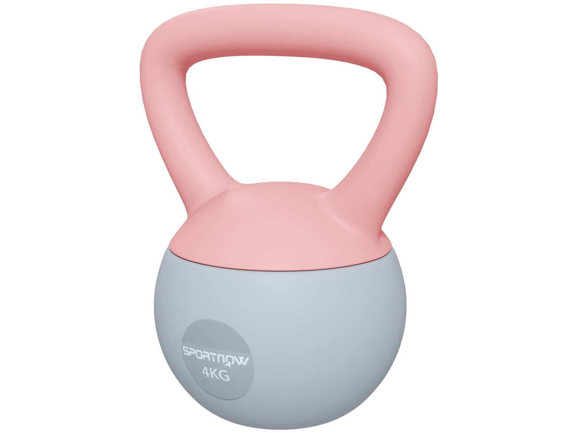 Kettlebell De 4 Kg Pesa Russa Preenchida De Areia Metálica E Alça Antiderrapante Para Treino Em Casa Ginásio 19x15x25 Cm Rosa