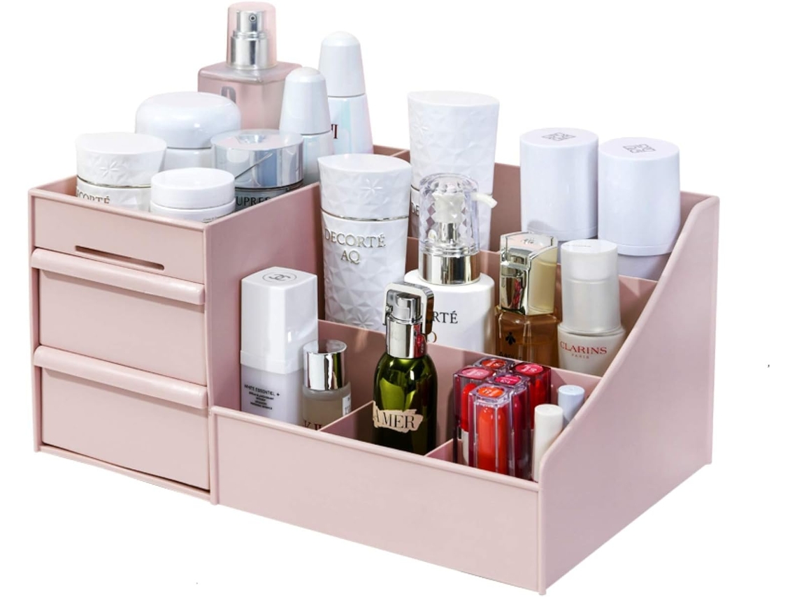 Organizador de Maquiagem com Gavetas Organizador de Bancada para Cosméticos Porta Vaidade para Batom Pincéis Loções Sombra Esmalte e Joias